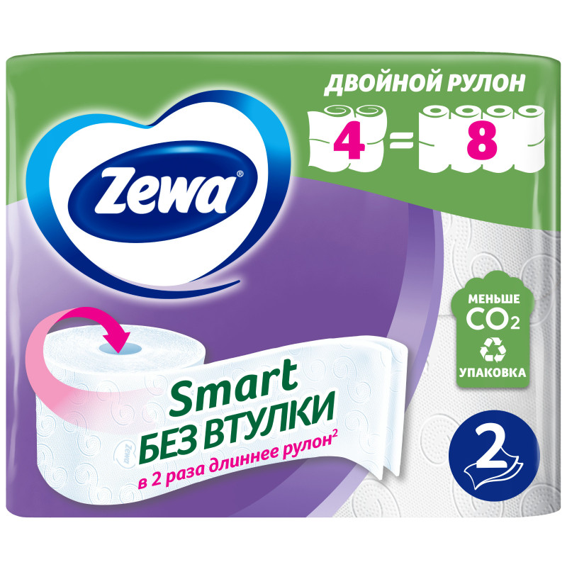 Туалетная бумага Zewa Smart туалетная 2 слоя, 4шт