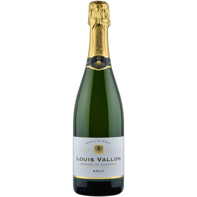 Вино игристое Louis Vallon Cremant de Bordeaux AOC белое брют 11.5%, 750мл