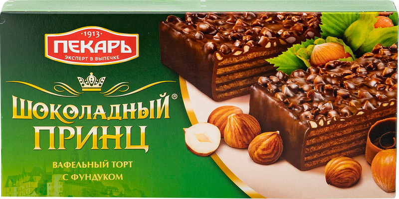 Торт Пекарь Шоколадный принц вафельный фундук, 260г — фото 4