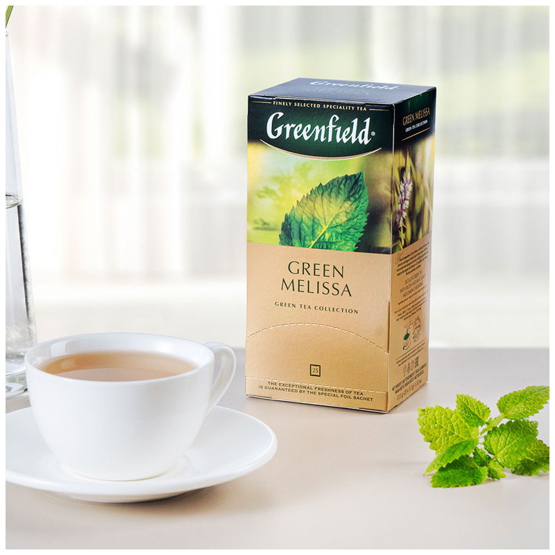 Чай Greenfield Грин мелисса зелёный в пакетиках, 25х1.5г — фото 4