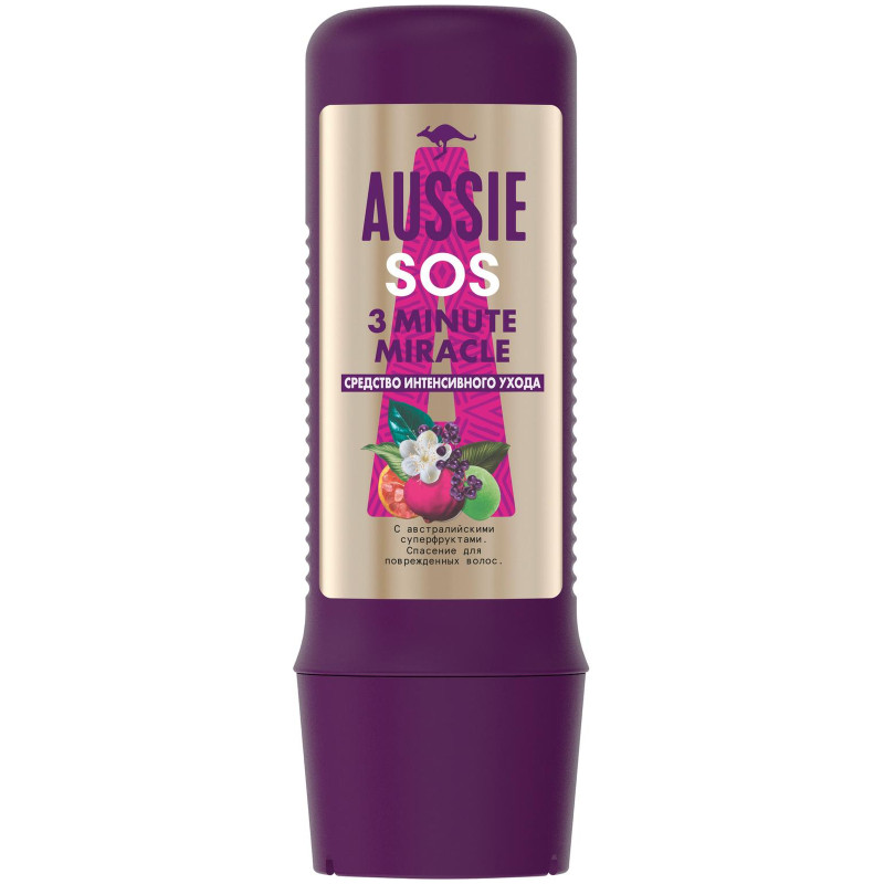 Средство интенсивного ухода Aussie Hair SOS 3 Minute Miracle для повреждённых волос, 225мл