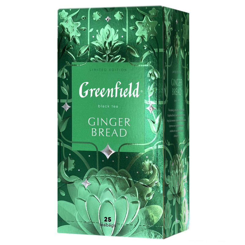 Чай Greenfield Ginger Bread чёрный байховый со вкусом имбирного пряника в пакетиках, 25x1.8г — фото 1
