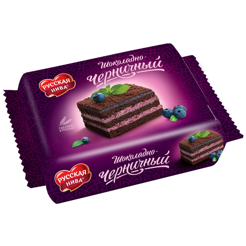 Торт Русская нива бисквитный шоколадно-черничный, 340г — фото 1