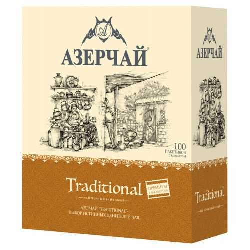 Чай Азерчай чёрный байховый в пакетиках, 100х1.6г