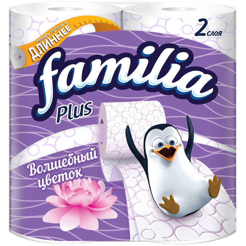 Туалетная бумага Familia Plus Волшебный цветок ароматизированная 2 слоя, 4шт
