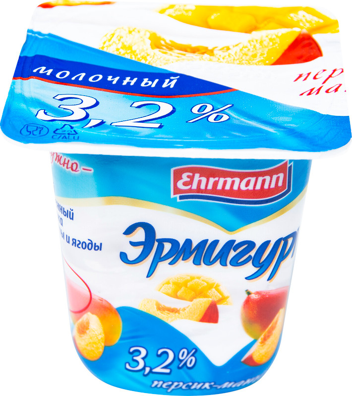 Продукт йогуртный Эрмигурт персик-манго 3.2%, 100г — фото 1