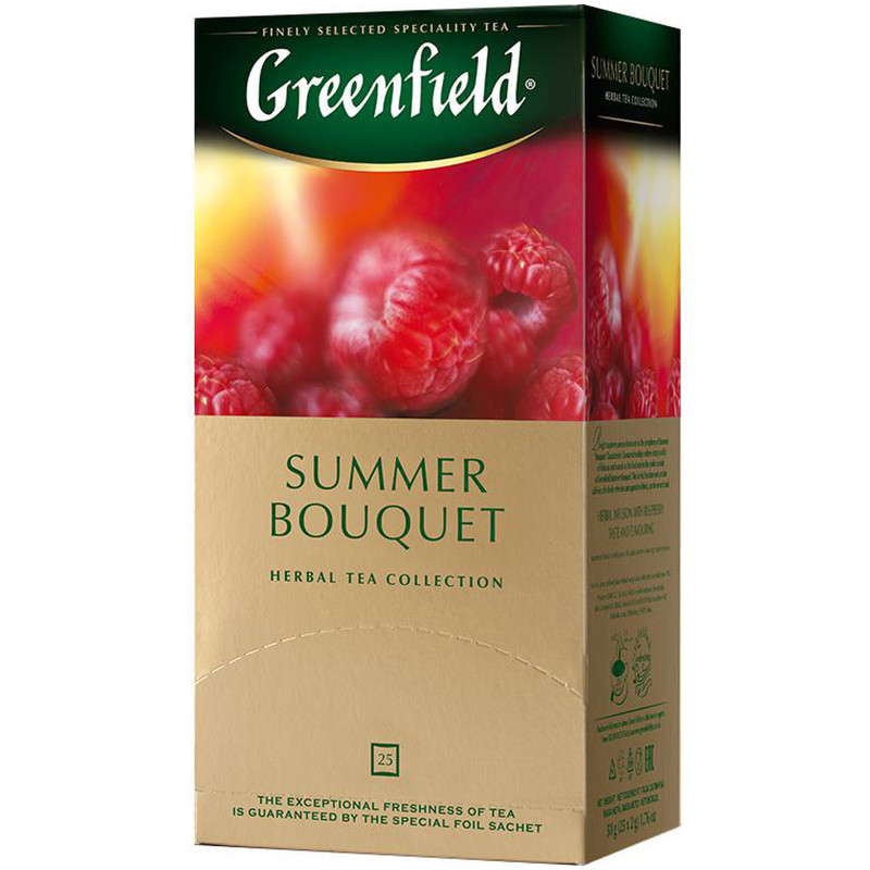 Чай гринфилд с малиной. Чай Гринфилд Summer Bouquet 25 пак. Чай фруктовый Summer Bouquet Гринфилд. Гринфилд саммер букет. Чай Гринфилд Самма букет 25 пакетиков.