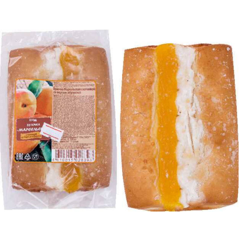 Булочка Ваш Хлеб Марсельская с начинкой со вкусом абрикоса, 140г