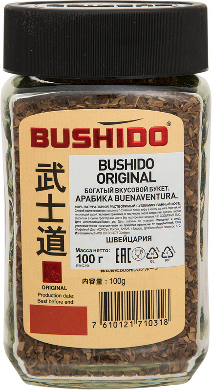 Кофе Bushido Original натуральный растворимый сублимированный, 100г — фото 2
