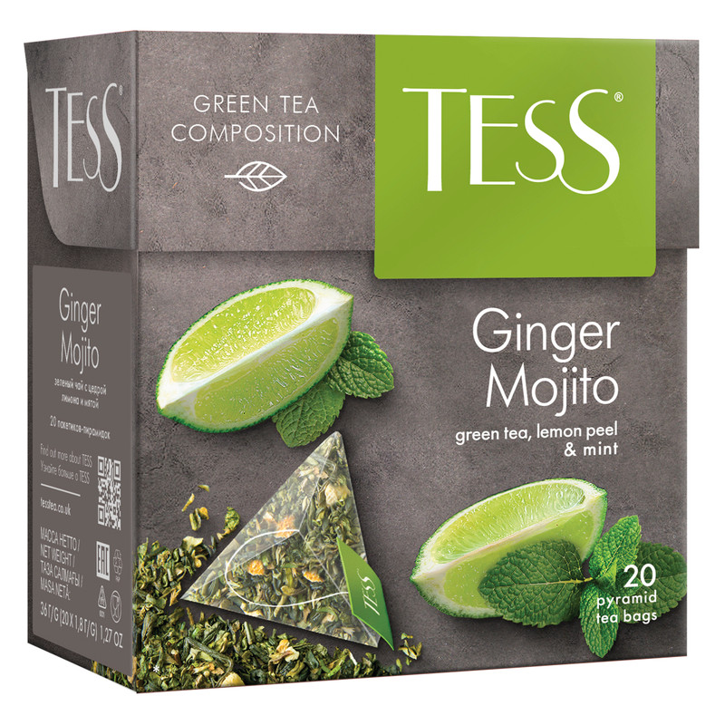 Чай Tess Ginger Mojito зелёный в пирамидках, 20х1.8г — фото 2