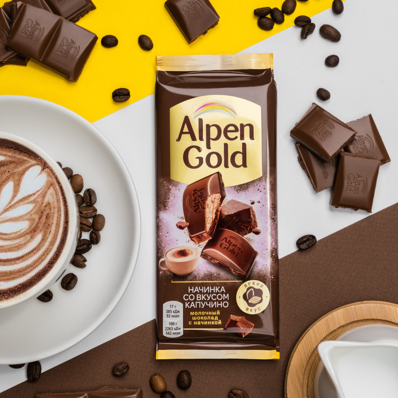 Шоколад молочный Alpen Gold с начинкой со вкусом капучино, 85г — фото 3