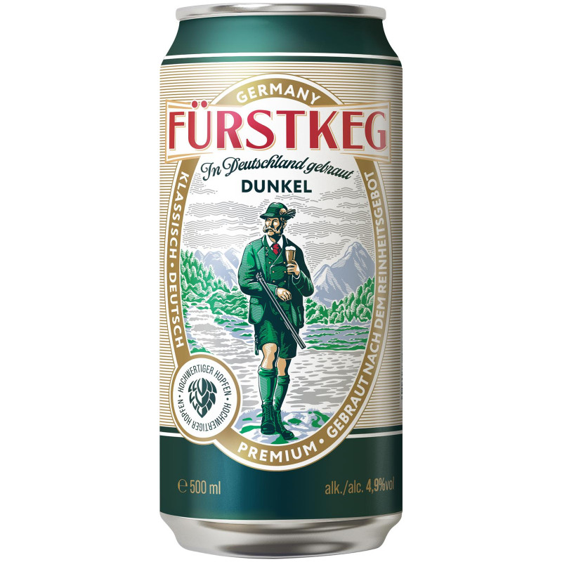 Пиво Furstkeg Dunkel Schwarzbier тёмное фильтрованное 4.9%, 500мл