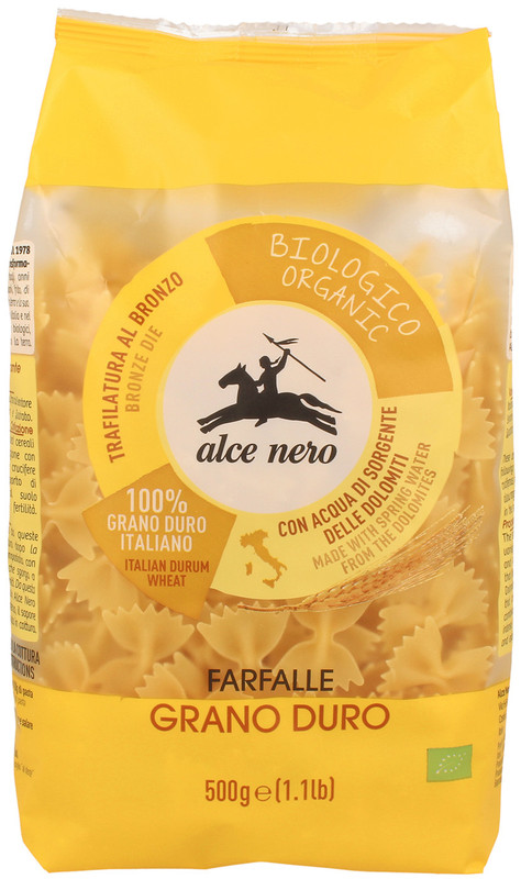 Макароны Alce Nero Farfalle Biologici-Organic из твёрдых сортов пшеницы, 500г