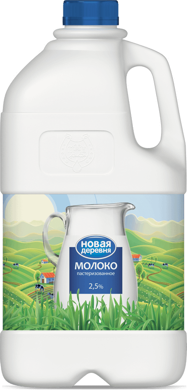 Молоко Новая Деревня питьевое пастеризованное 2.5%, 1.9л