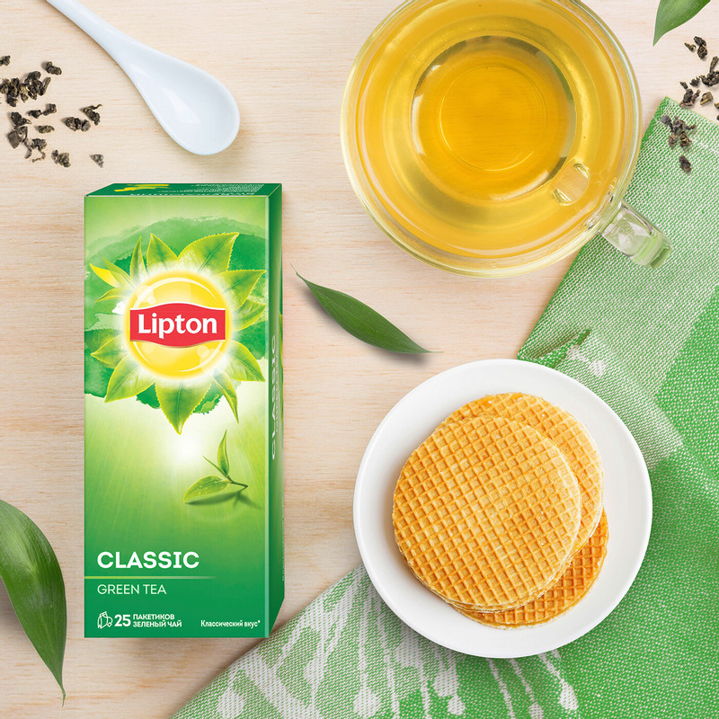 Чай Lipton Classic зелёный байховый в пакетиках, 25х1.7г — фото 4