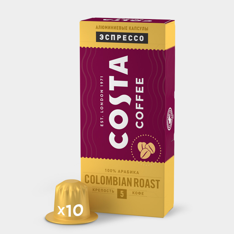 Кофе в капсулах Costa Coffee Colombian Roast Espresso средней обжарки, 10х5.5г — фото 1