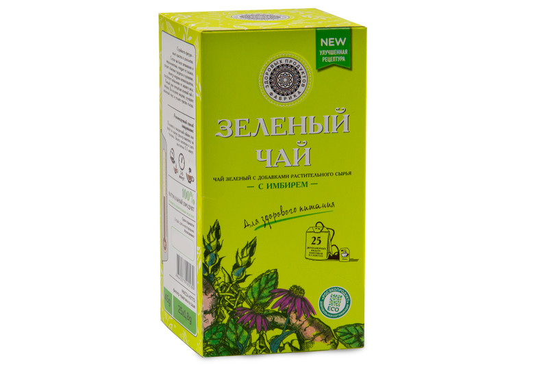 Чай Фабрика Здоровых Продуктов зелёный с имбирём, 25x1.8г — фото 4