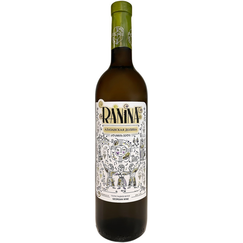 Вино Ranina Алазанская долина белое полусладкое 11.5%, 750мл