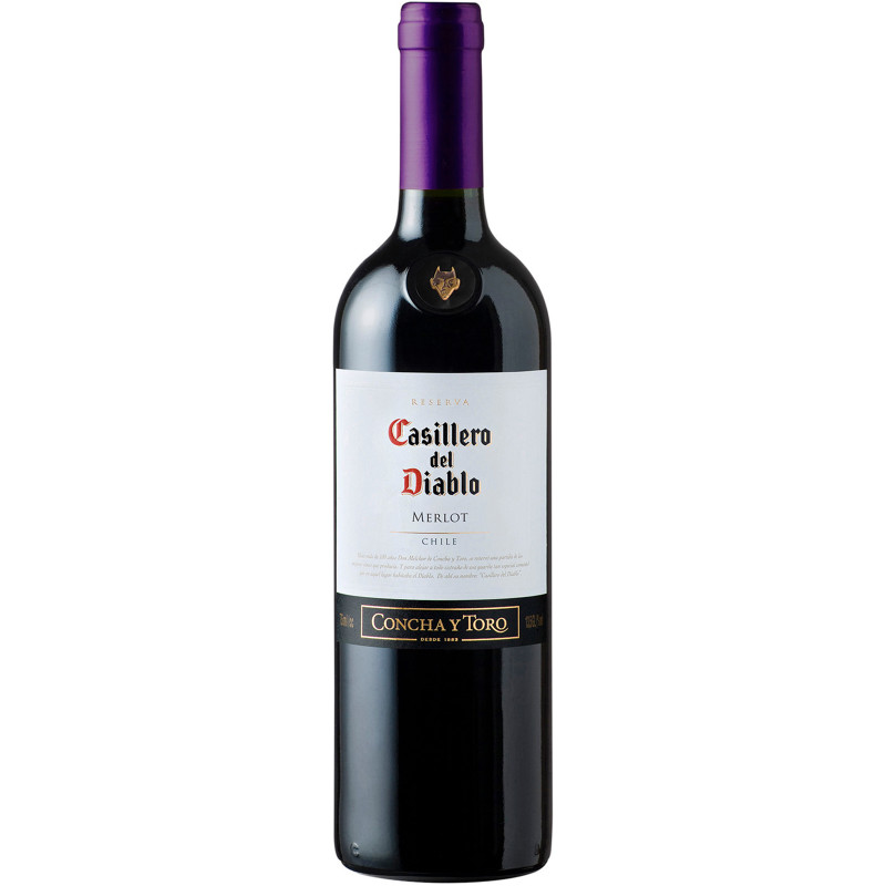 Вино Casillero del Diablo Merlot Reserva красное сухое 13.5%, 750мл