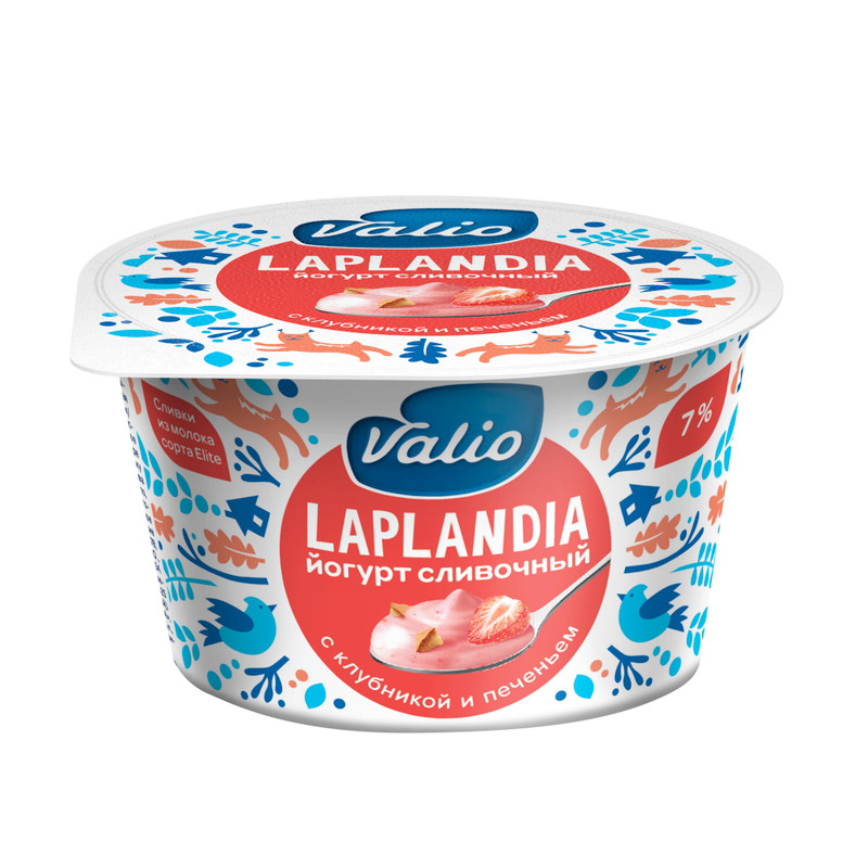 Йогурт Viola Сливочный клубника-кусочки печенья 7%, 180г