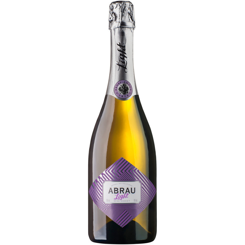 Вино игристое Abrau Light белое полусладкое 8%, 750мл