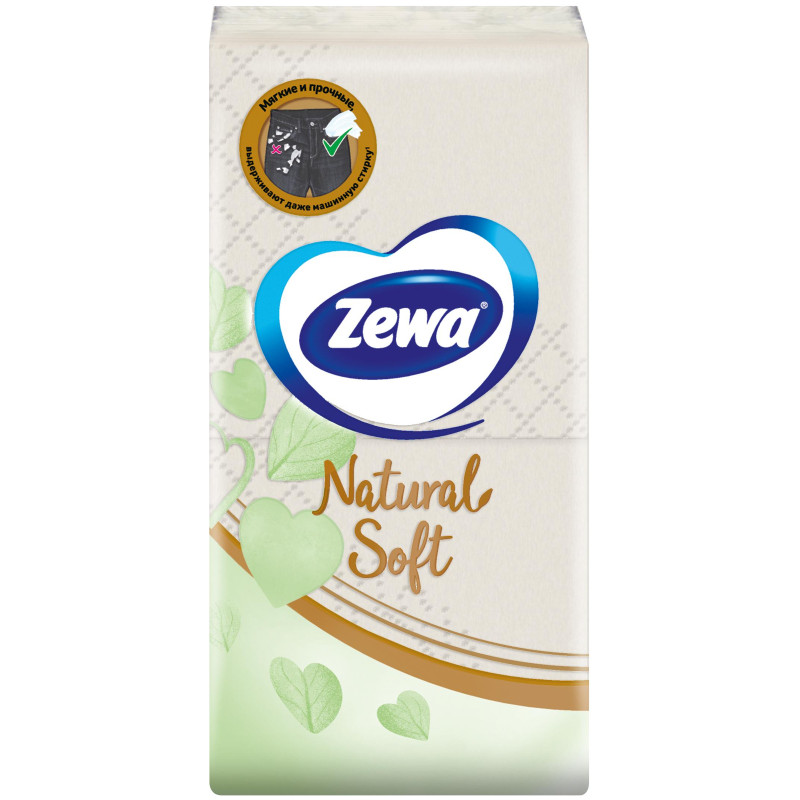 Платки Zewa Natural Soft носовые 4 слоя, 10x9шт — фото 2