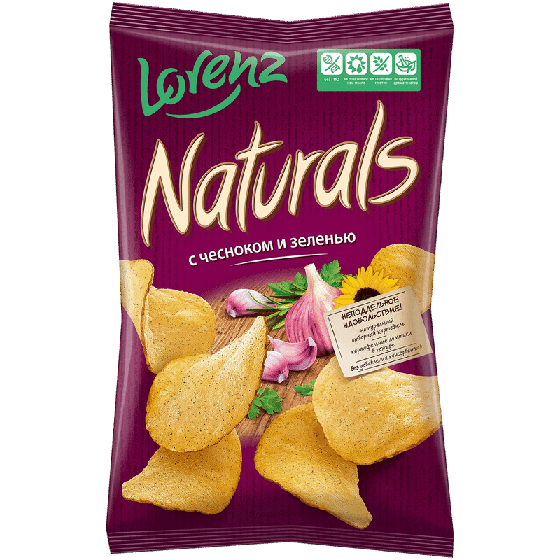 Чипсы картофельные Lorenz Naturals со вкусом чеснока и зелени, 100г