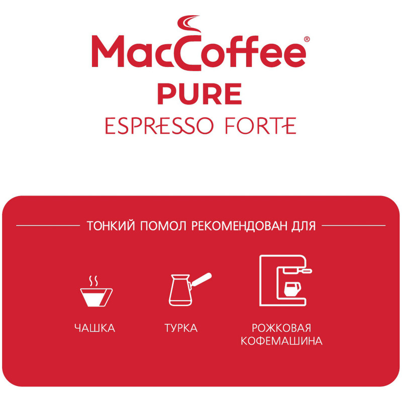 Кофе MacCoffee Pure Espresso Forte жареный молотый, 250г — фото 3