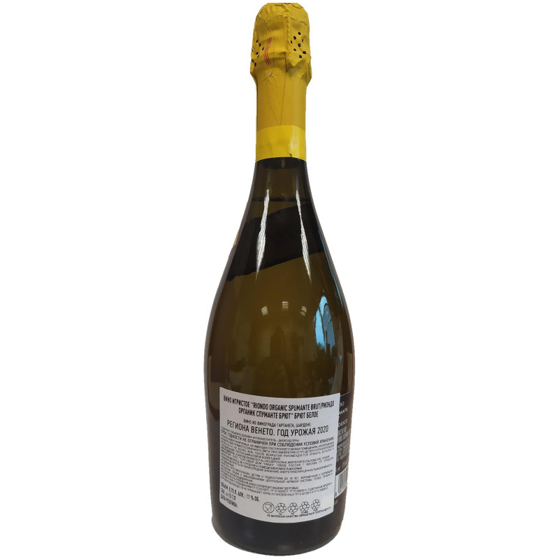 Вино Riondo Spumante Organic белое брют 11%, 750мл — фото 1