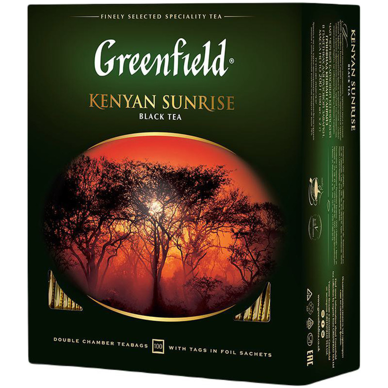 Чай Greenfield Kenyan Sunrise чёрный в пакетиках, 100х2г — фото 1