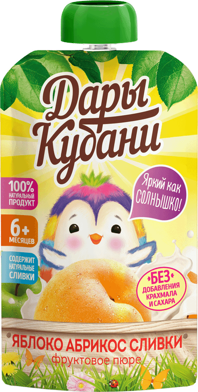 Пюре Дары Кубани Витаминный салатик из яблок и абрикос с 5 месяцев, 90г