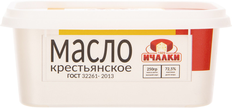 Масло сливочное Ичалки Крестьянское натуральное 72.5%, 250г — фото 3