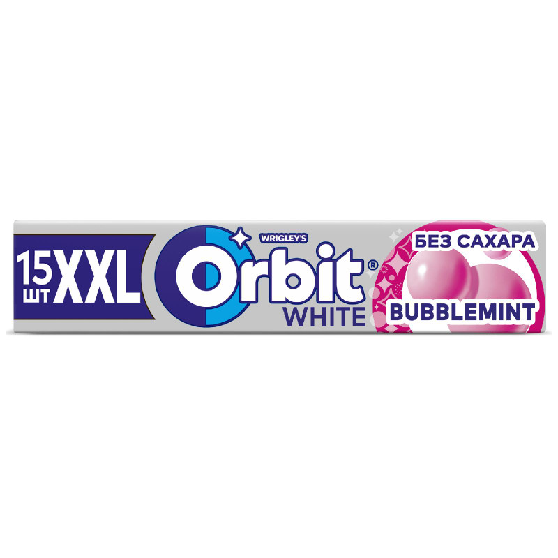 Жевательная резинка Orbit XXL White Bubblemint без сахара драже, 20.4г