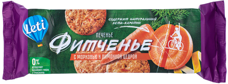 Печенье Leti Фитченье морковь-лимонная цедра, 150г — фото 1