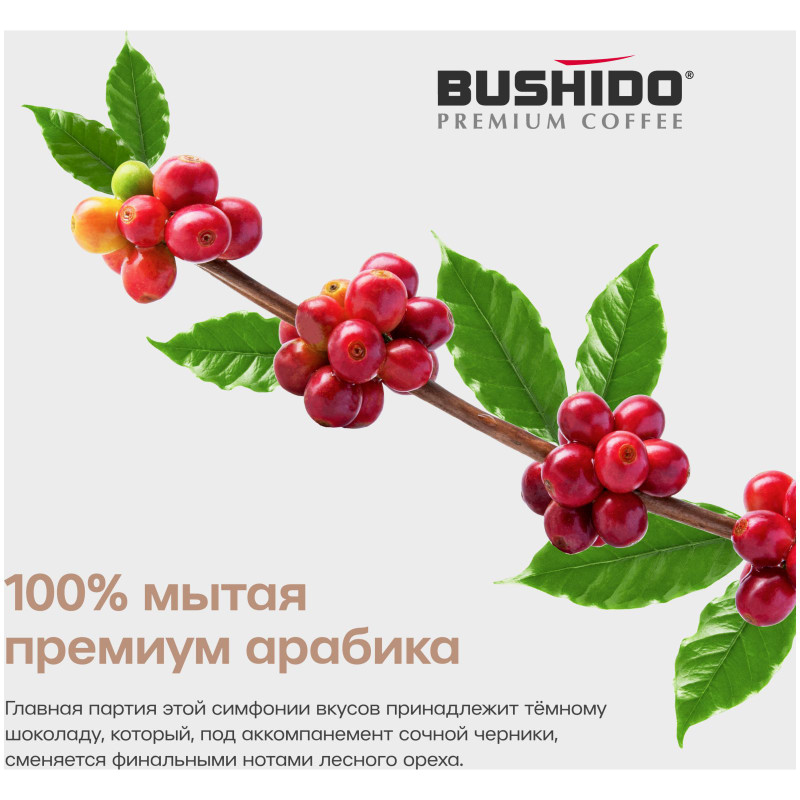 Кофе Bushido Black Katana 100% арабика натуральный жареный в зернах средняя обжарка, 227г — фото 5