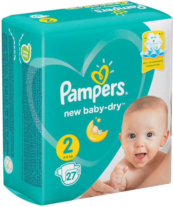 Подгузники Pampers New baby-Dry Mini р.2 3-6кг, 27шт — фото 2