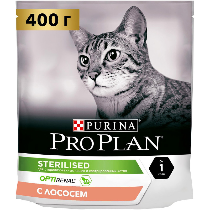 Сухой корм Pro Plan Sterilised с лососем для стерилизованных кошек, 400г — фото 1