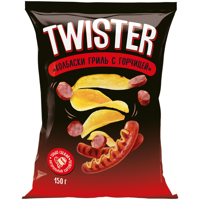 Чипсы Twister картофельные колбаски гриль с горчицей, 150г