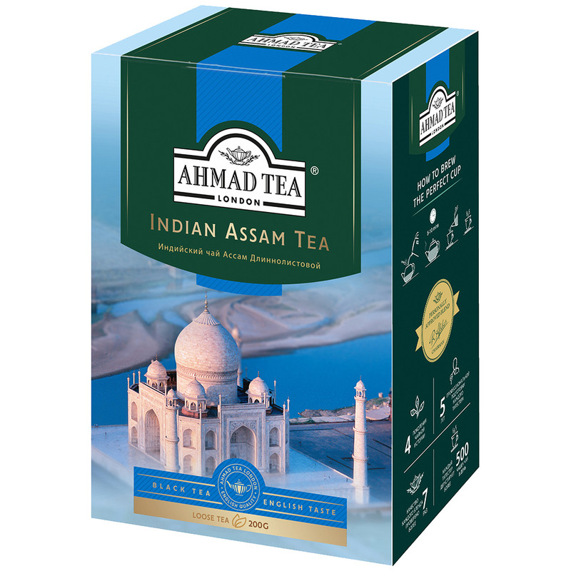 Чай Ahmad Tea чёрный байховый индийский Ассам листовой мелкий в пакетиках, 100х2г