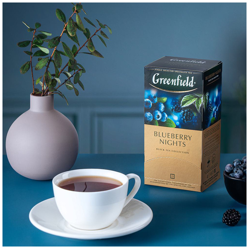 Чай Greenfield Blueberry Nights чёрный с ароматом черники и ежевики в пакетиках, 25х1.5г — фото 4