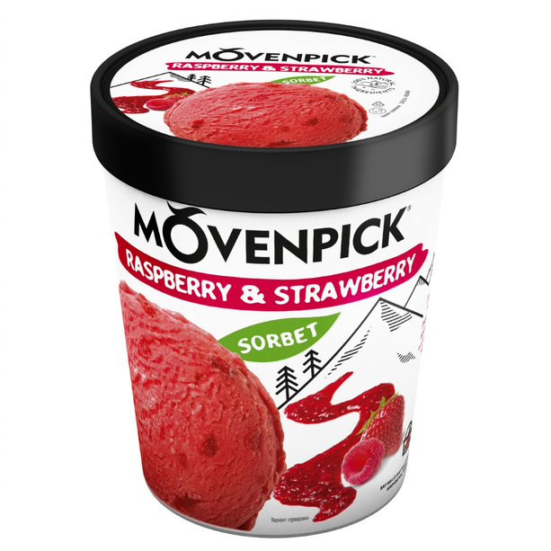Десерт Movenpick Sorbet Rspberry&Strawberry малина-клубника взбитый замороженный, 306г — фото 1