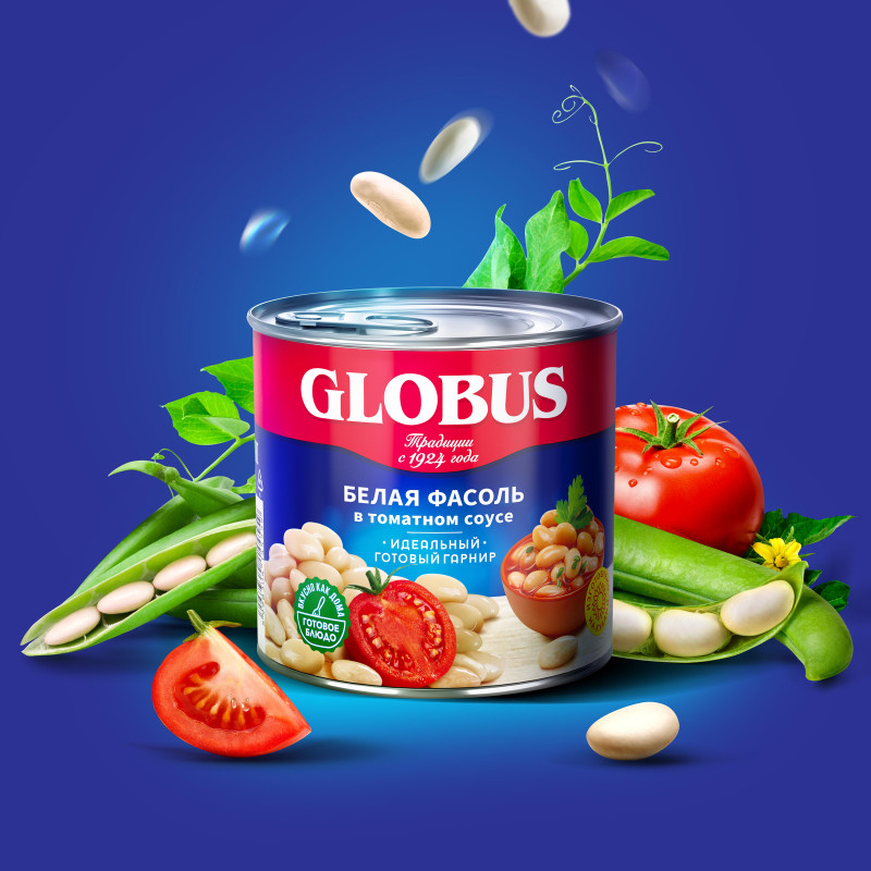 Фасоль Globus белая в томатном соусе, 400г — фото 2