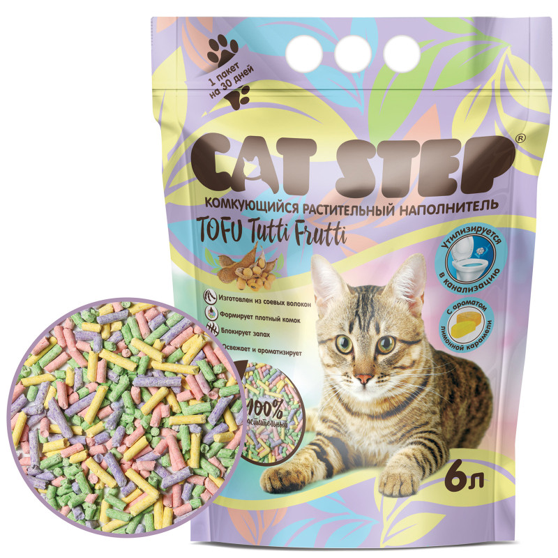 Наполнитель Cat Step Tofu Tutti Frutti комкующийся растительный для кошачьих туалетов, 6л — фото 2