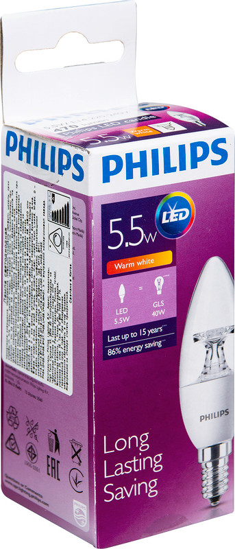 Лампа светодиодная Philips CLND AP B35 5.5 E14 2700K 40W 230V — фото 3