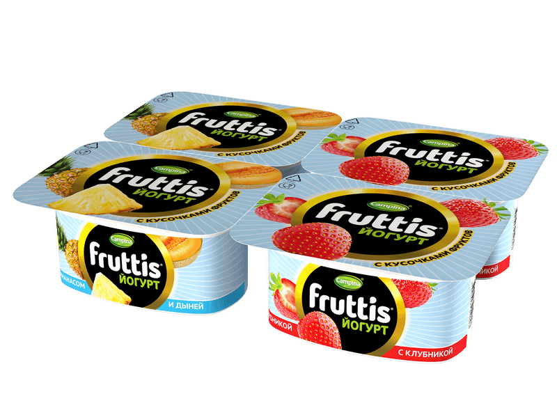 Йогурт Fruttis клубника-ананас-дыня 3%, 110г