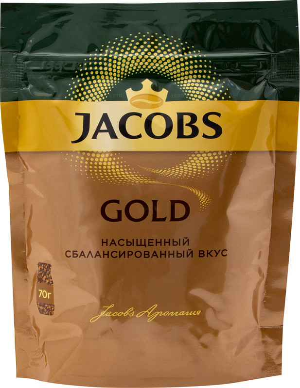 Кофе Jacobs Gold натуральный растворимый сублимированный, 70г