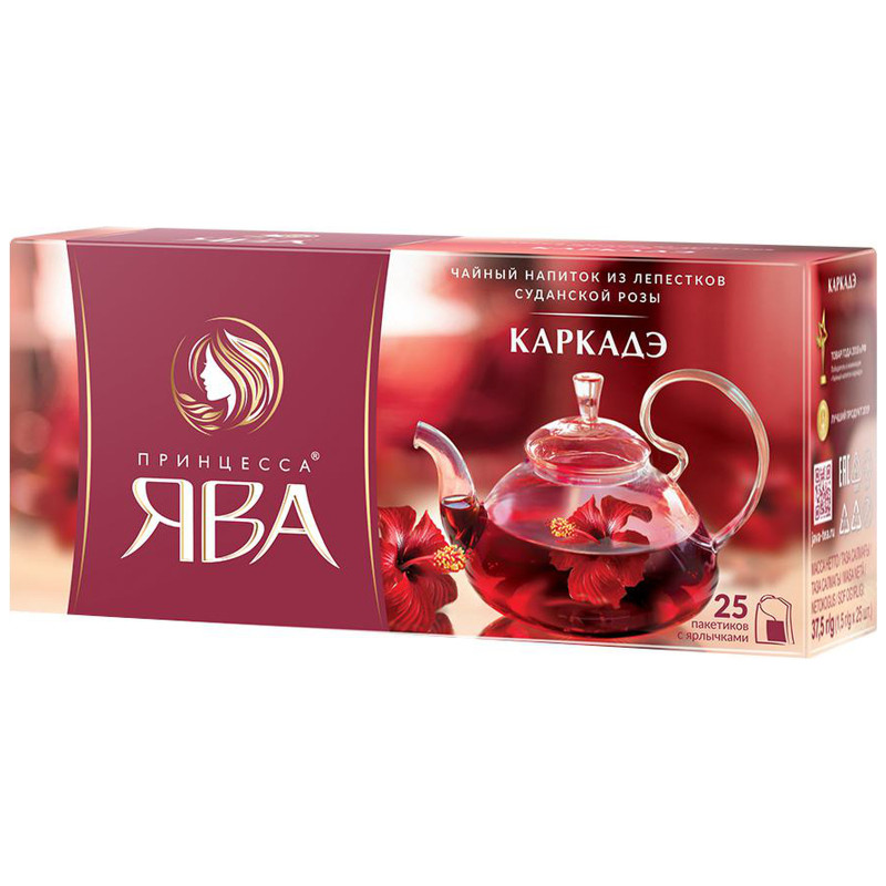 Напиток чайный Принцесса Ява Каркадэ в пакетиках, 25х1.5г — фото 1