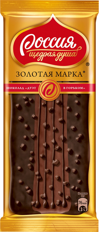 Шоколад горький Россия щедрая душа Дуэт в горьком 70%, 85г