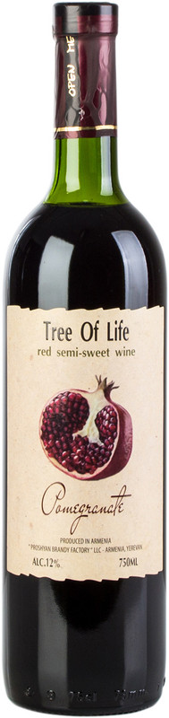 Вино плодовое Tree Of Life Гранат красное полусладкое 12%, 750мл — фото 1
