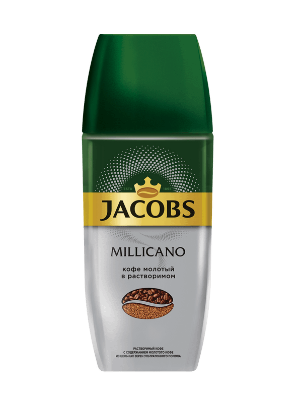 Кофе Jacobs Millicano натуральный растворимый с добавлением жареного молотого, 90г